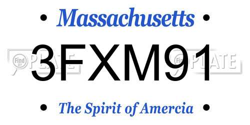 3FXM91 Massachusetts License Plate