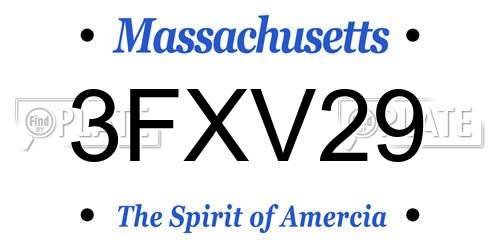 3FXV29 Massachusetts License Plate