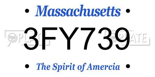 3FY739 Massachusetts License Plate