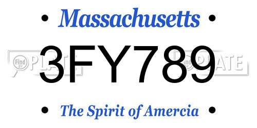 3FY789 Massachusetts License Plate
