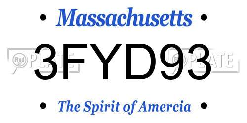 3FYD93 Massachusetts License Plate