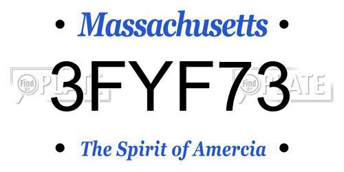 3FYF73 Massachusetts License Plate