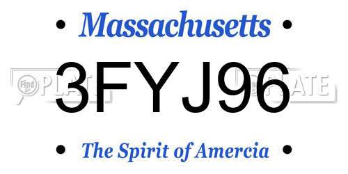 3FYJ96 Massachusetts License Plate