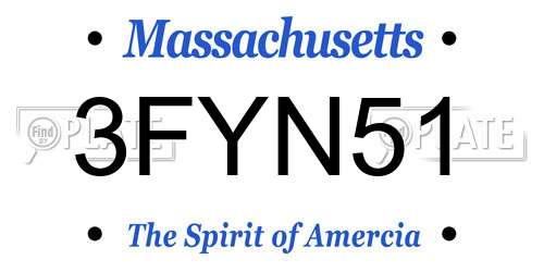 3FYN51 Massachusetts License Plate