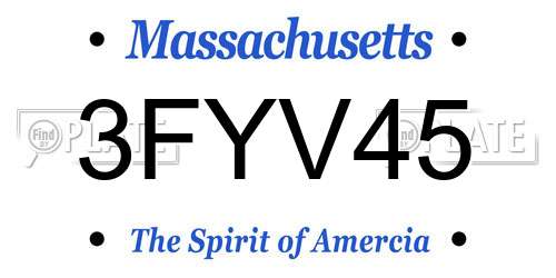 3FYV45 Massachusetts License Plate