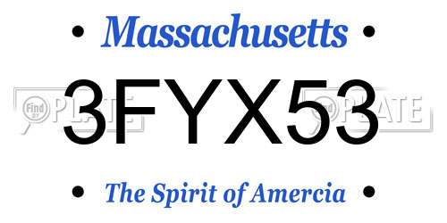 3FYX53 Massachusetts License Plate