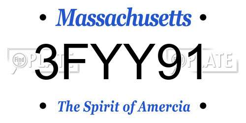 3FYY91 Massachusetts License Plate