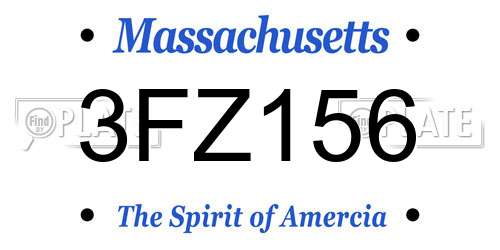 3FZ156 Massachusetts License Plate