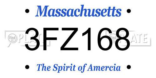 3FZ168 Massachusetts License Plate