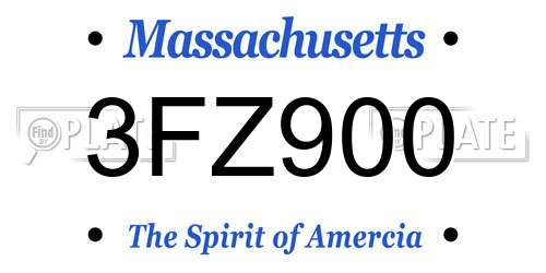 3FZ900 Massachusetts License Plate