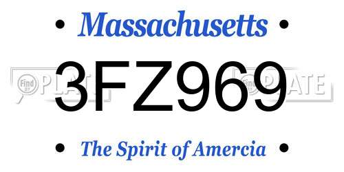 3FZ969 Massachusetts License Plate