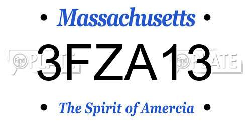 3FZA13 Massachusetts License Plate