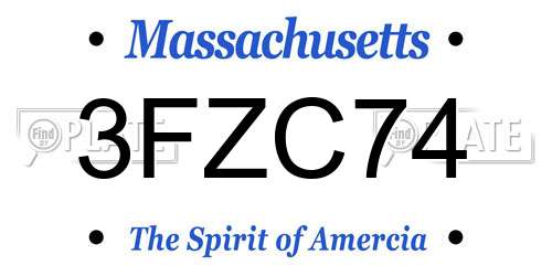 3FZC74 Massachusetts License Plate