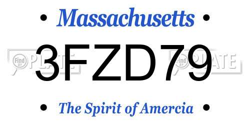 3FZD79 Massachusetts License Plate