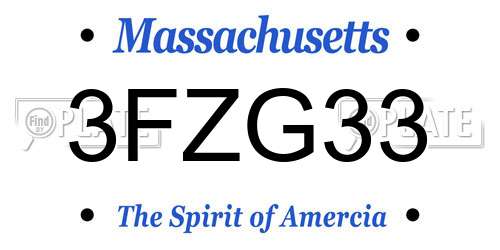 3FZG33 Massachusetts License Plate