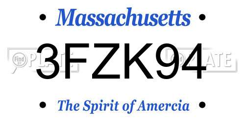 3FZK94 Massachusetts License Plate