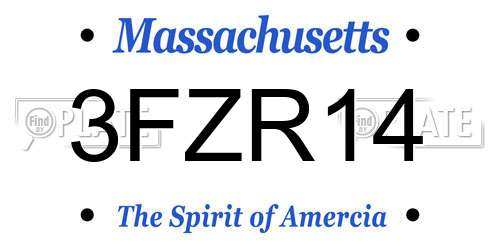 3FZR14 Massachusetts License Plate