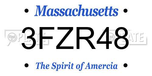 3FZR48 Massachusetts License Plate