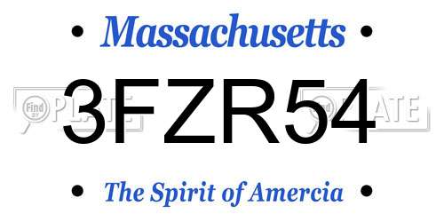 3FZR54 Massachusetts License Plate
