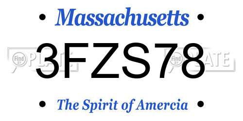 3FZS78 Massachusetts License Plate