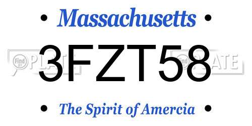 3FZT58 Massachusetts License Plate