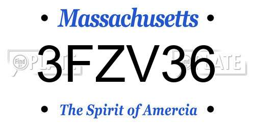 3FZV36 Massachusetts License Plate