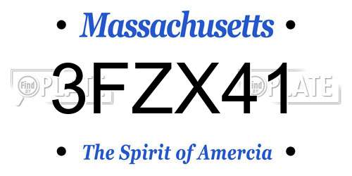3FZX41 Massachusetts License Plate