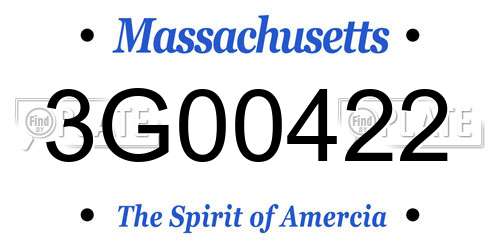 3G00422 Massachusetts License Plate
