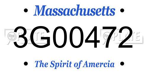 3G00472 Massachusetts License Plate