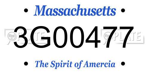 3G00477 Massachusetts License Plate