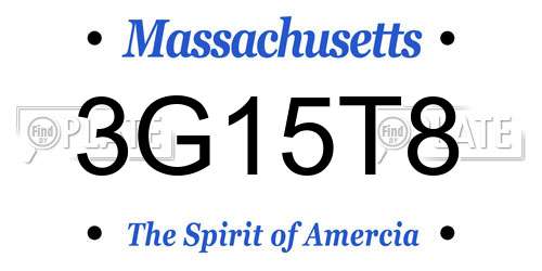 3G15T8 Massachusetts License Plate