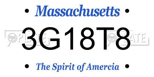 3G18T8 Massachusetts License Plate