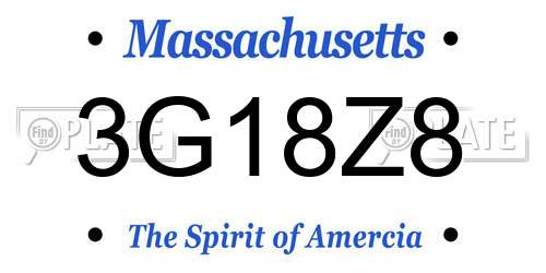 3G18Z8 Massachusetts License Plate