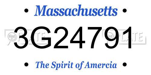 3G24791 Massachusetts License Plate