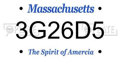 3G26D5 Massachusetts License Plate