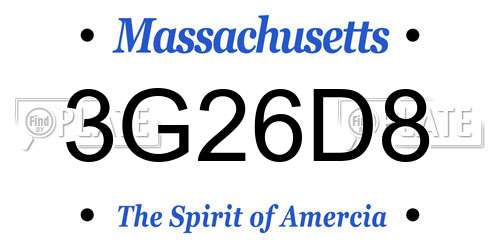 3G26D8 Massachusetts License Plate