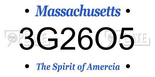 3G26O5 Massachusetts License Plate