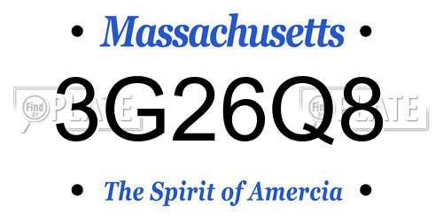 3G26Q8 Massachusetts License Plate