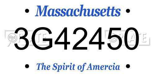 3G42450 Massachusetts License Plate