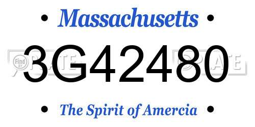 3G42480 Massachusetts License Plate