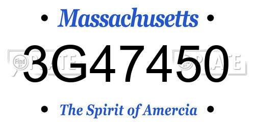 3G47450 Massachusetts License Plate