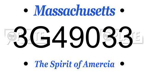 3G49033 Massachusetts License Plate