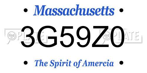 3G59Z0 Massachusetts License Plate