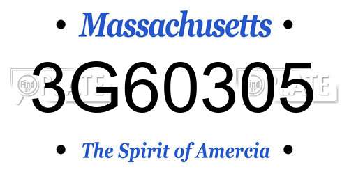 3G60305 Massachusetts License Plate