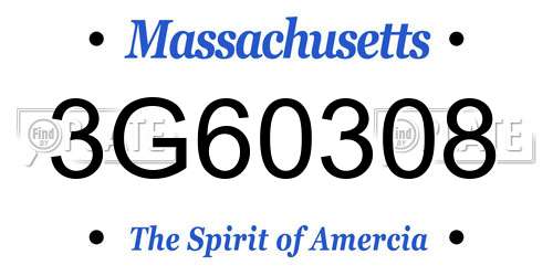 3G60308 Massachusetts License Plate