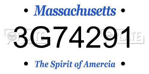 3G74291 Massachusetts License Plate