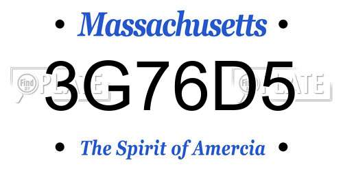 3G76D5 Massachusetts License Plate