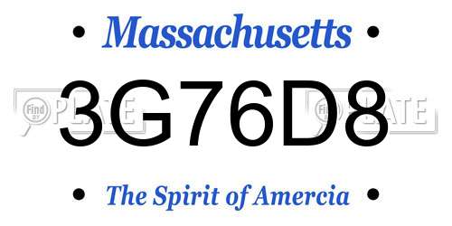3G76D8 Massachusetts License Plate