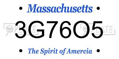 3G76O5 Massachusetts License Plate