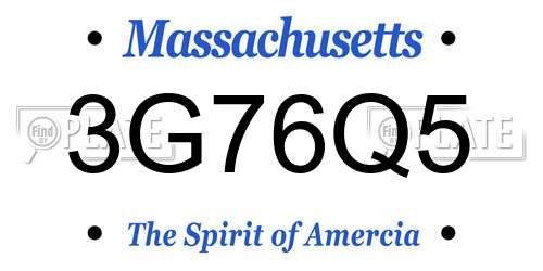 3G76Q5 Massachusetts License Plate